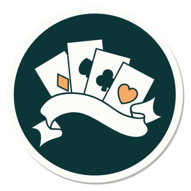 Geleneksel kart ve pankart stili dövme etiketi