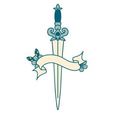 Hançer sancağıyla geleneksel dövme.