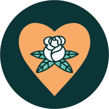 Bir kalp ve çiçeğin ikonik dövme görüntüsü