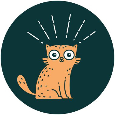 Dövme stili bir ikon Şaşırmış kedi