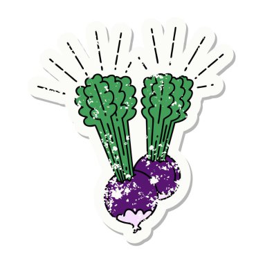 Yapraklı pancar dövmesi stili eski bir etiket