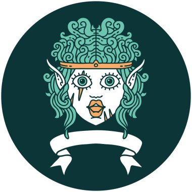 Elf barbar karakteri simgesi pankartıyla