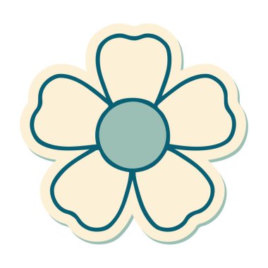 Geleneksel bir çiçek stiliyle dövme çıkartması