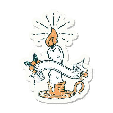 Dövme stili eski bir çıkartma. Ürkütücü erime mumu.