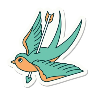 Dövme çıkartması geleneksel bir kırlangıç tarzında.