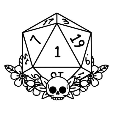 Siyah ve Beyaz Dövme çizim biçimi. Doğal olarak çiçek elementleriyle zar atılır.