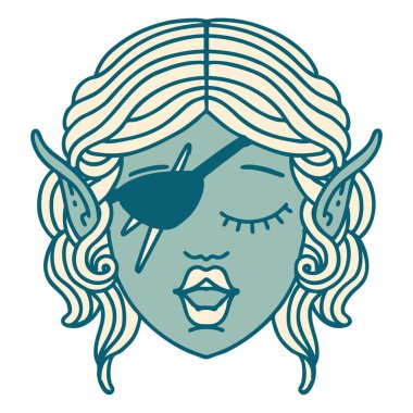 Retro Dövme Tarzı Elf düzenbaz karakter yüzü