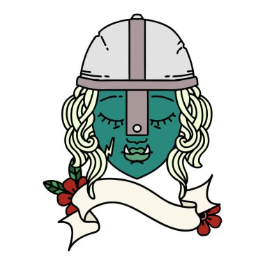 Retro Dövme Biçimli Ork savaşçı yüzü