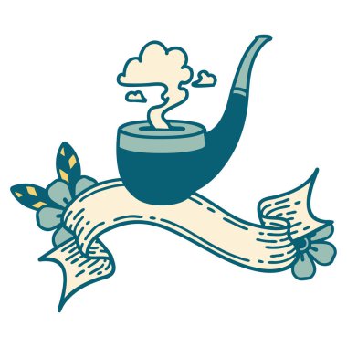 Geleneksel dövmeli sigara tiryakisi piposu.