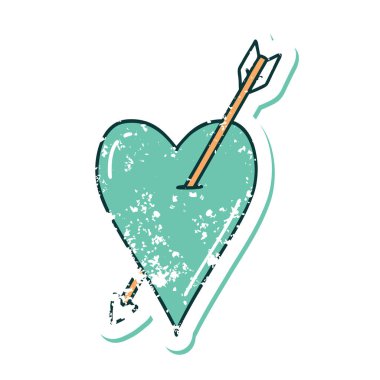 ok ve kalbin sembolik depresif dövme görüntüsü