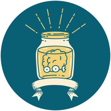 Kavanozda dövme stili bir beyin simgesi