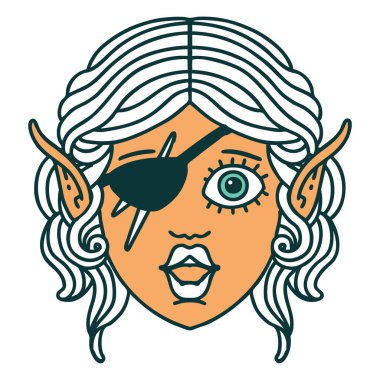 Retro Dövme Tarzı Elf düzenbaz karakter yüzü