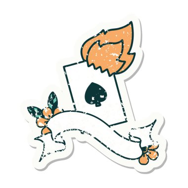 Alevli bir kartın bayrağını taşıyan eski bir etiket