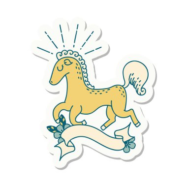 Dövme stili havalı bir aygır çıkartması.