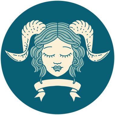 Retro Dövme Biçimi karakter yüzünü kaydırma pankartı ile düzenliyor