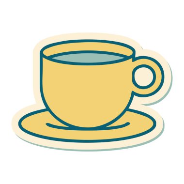 Geleneksel kahve stili dövme çıkartması.