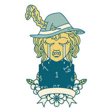 Retro Dövme Biçimi Ağlayan Ork Ozan Karakteri