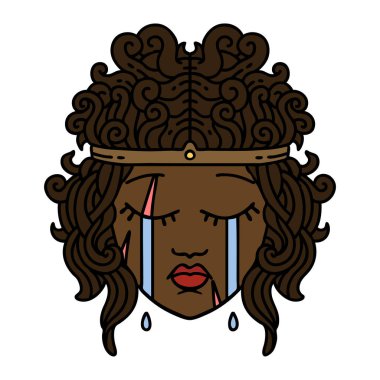 Retro Dövme Tarzı Ağlayan Barbar İnsan