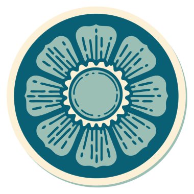 Geleneksel bir çiçek stiliyle dövme çıkartması