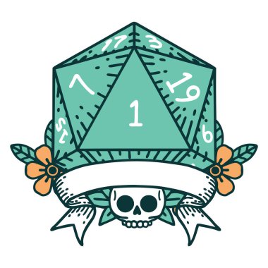 Retro Dövme Biçimi Doğal bir d20 zar atma