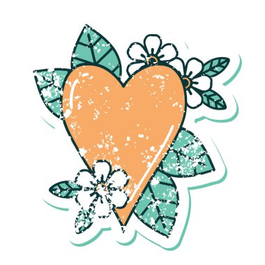 Botanik bir kalbin sembolik depresif dövme görüntüsü