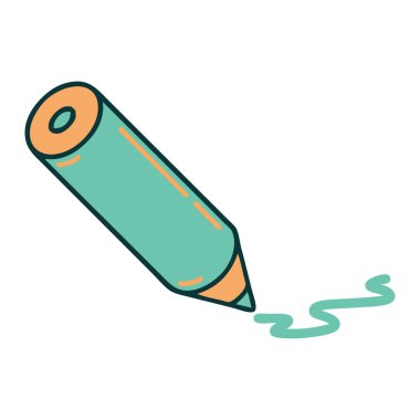 Renkli bir kalemin ikonik dövme görüntüsü