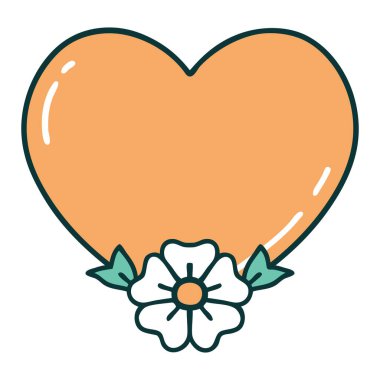 Bir kalp ve çiçeğin ikonik dövme şekli