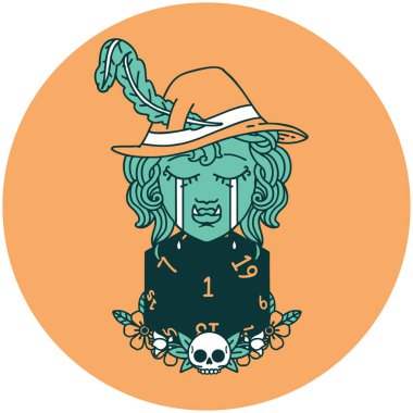 Ağlayan Ozan Ork karakteri ikonu ve doğal bir D20 rulo