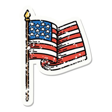 Amerikan bayrağının geleneksel stil dövmesi.