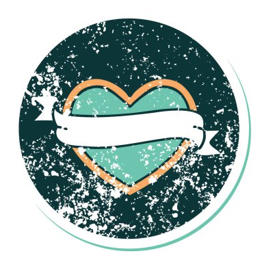 ikonik sıkıntılı çıkartma dövme stili bir kalp ve bayrak