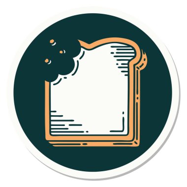 Dövme etiketi geleneksel stil ısırılmış ekmek dilimi.