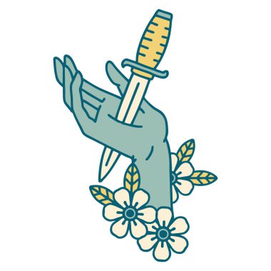 Elinde hançer resmi olan ikonik dövme.