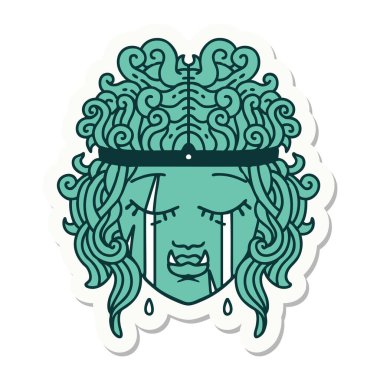 Hüzünlü bir ork barbar karakterinin çıkartması.