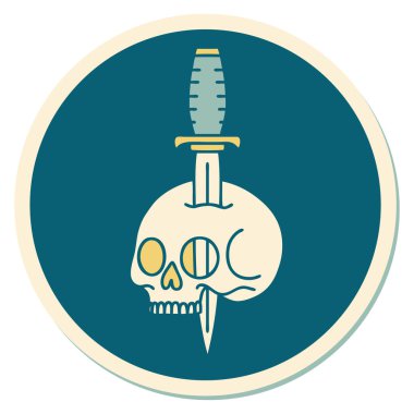 Geleneksel bir kafatası stili dövme çıkartması