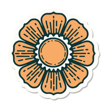 Geleneksel bir çiçek stiliyle dövme çıkartması