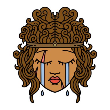 Retro Dövme Tarzı Ağlayan Barbar İnsan