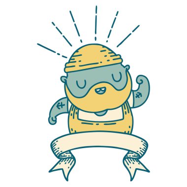 Dövme stili sakallı, pazılarını esneten bir afiş.