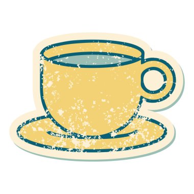 Bir fincan kahvenin sembolik depresif dövme görüntüsü