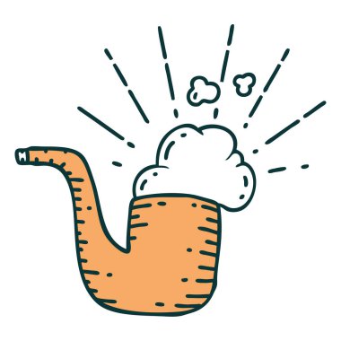 Geleneksel dövme stili sigara piposunun çizimi