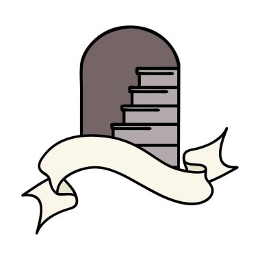 Geleneksel dövmeli ve basamaklı bir kapı.