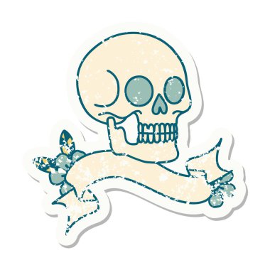 Eski bir çıkartma ve kafatası sancağıyla