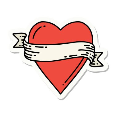 Geleneksel kalp ve bayrak stiliyle dövme çıkartması