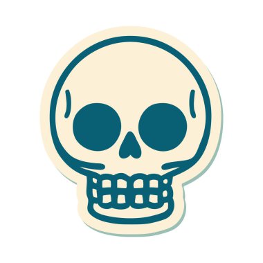 Geleneksel bir kafatası stili dövme çıkartması