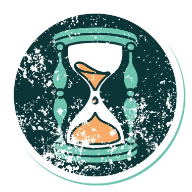 ikonik sıkıntılı sticker dövmeli bir saat camı görüntüsü