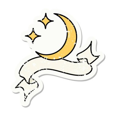 Üzerinde ay ve yıldızların bayrağı olan eski bir etiket.