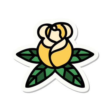 Tek bir gülün geleneksel stiliyle dövme çıkartması