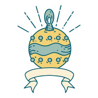 Dövme stili yılbaşı süslü parşömen.