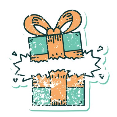 Bir hediyenin ikonik sıkıntılı dövme görüntüsü