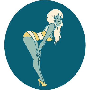 Yüzme kostümlü bir kızın ikonik dövme görüntüsü.