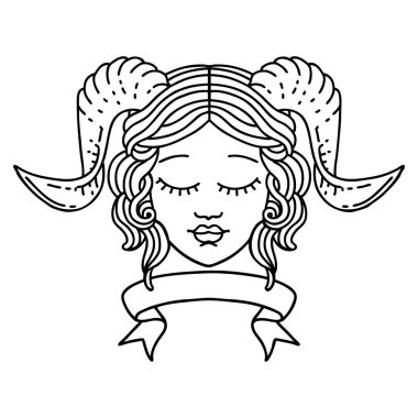 Siyah ve Beyaz Dövme çizgi çalışması Biçimi karakter yüzünü kaydırma pankartı ile sıralayarak